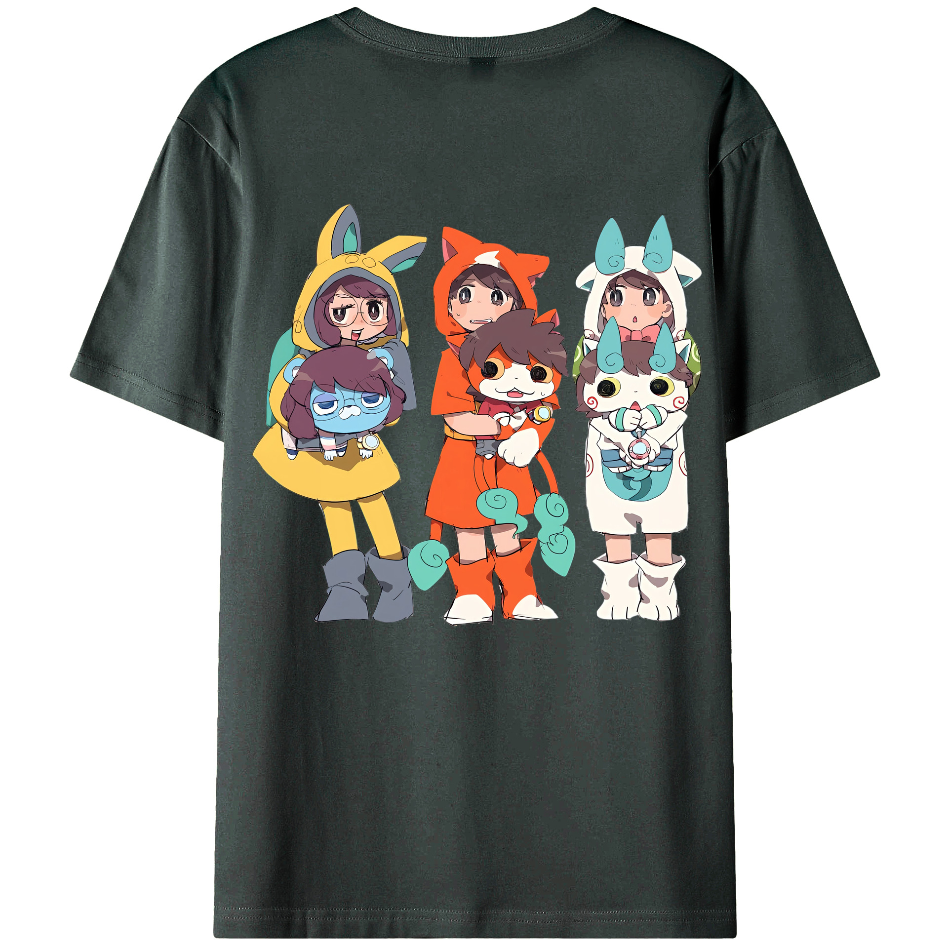 （画像用） 妖怪ウォッチ Yo-kai Watch 綿100％ メンズ半袖Tシャツ（バックプリント） 通気性